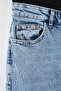 Mavi Yüksek Bel Beli Lastikli Geni Paça Büyük Beden Wide Leg Jeans TBBAW26CJ00029 - 9