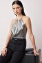 Silver Accessory Detailed Degaje Collar Knitted Party Blouse Tpraw26Bz00062 - 2