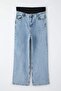 Mavi Yüksek Bel Beli Lastikli Geni Paça Büyük Beden Wide Leg Jeans TBBAW26CJ00029 - 8