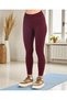 Claret Red Women's High Waist Non-Marking Flexible t Shaping / Sculpting D Stitch-Free S Seamless Plain Sports Leggings - 5
