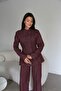 Plum Button Detailed Blazer Jacket and Pants Bottom Top Premium Denim Suit - 3