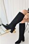 Seribo Pointed Toe Zipperless Women's Boots Black-Suede - 4