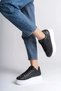 Delit Black and White Matte Leather Guaranteed Lightweight Orthopedic Women's Sports Lace-Up Casual Shoes Sole 5 cm - 3