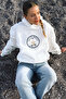 Women's Relaxed Cotton Karyoka Stitched Embroidered Hooded Sweatshirt Silly Goose Duck Ecru