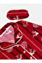 Mother-Daughter Cotton Suede Fabric Red Snowflake Deer Pattern Shirt Collar Buttoned Winter Pajama Set - 3