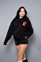 Love Printed Oversize Unisex Black Hoodie - 5