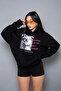 Trauma Printed Oversize Unisex Black Hoodie - 7