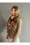 HAND KNITTED COLORFUL OMBRE PATTERNED SHAWL NECK COLLAR WOMEN'S SHAWL WITH TASSELS - 4