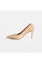 Women's Beige Patent Leather Heeled Shoes - 3