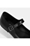 Women's Black Leather Mary Jane Ballerinas - 7