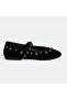 Women's Black Metal Stud Detailed Mary Jane Ballerinas - 2