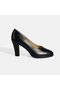 Women's Navy Blue Desacomfort Leather Heeled Shoes - 4