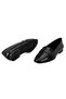 Women's Black Leather Ballerinas - 5