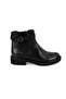 Women's Black Elastic Leather Chelsea Boots with Belt Accessories - 2