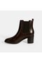 Women's Brown Elastic Heeled Leather Boots - 4