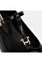 Women's Black Buckle Accessory T-Band Patent Leather Heeled Ballerinas - 6