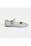Women's Blue Leather Mary Jane Ballerinas - 2
