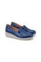 Women's Navy Blue Wedge Heeled Leather Desacomfort Casual Shoes