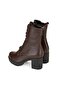 Women's Brown Heeled Leather Boots - 6