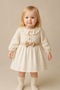 Baby Girl Bow Button Detailed Lace Grace Dress - 2