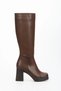Women's Brown Faux Leather Skin New Style Blunt Toe Lightweight and High Heeled Flat Stylish Comfortable Boots - 4