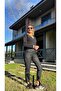 Women's Black High Waist Elastic and Lace-Up Pocketed Ribbed Non-Cracking Leather Jogger Pants - 8