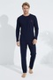 Men's Anchor Navy Blue Long Sleeve Combed Cotton Fabric Seasonal Pajama Set - 3