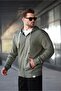 Khaki Green Zippered Hooded Sweatshirt 6161 - 4