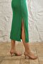 Camisole Turtleneck Spinning Knitted Long Dress Green - 6