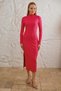 Camisole Turtleneck Slit Knitted Long Dress Fuchsia - 3