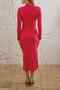 Camisole Turtleneck Slit Knitted Long Dress Fuchsia - 6