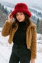 Plush Adjustable Burgundy Bucket Kalpak Hat-Beret Spk1142 - 5