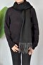 Tasseled Boucle Scarf Shawl 45X200 cm 1285 Black - 5