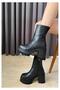 Woman's leysi 8 cm platform heeled zippered boots black - 7