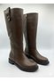 Brown Short Heel Boots with Wide Calf Part, Comfortable and Stylish Daily Women's Boots Tmd2025501 - 2