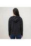 Women's Black Scuba Fabric Hooded Sweatshirt - 2