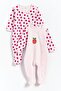 100% Cotton Apple Printed Footed 2-Piece Baby Girl Romper - White