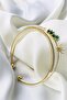 New Model Emerald Stone Butterfly Motif Handcuff Bracelet Stainless Steel - 7