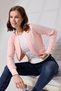 Hummer Women's Soft Textured Jacquard Combed Raglan Long Sleeve Oval Skirt Short Cardigan & Bolero - Salmon