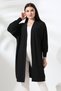 Lapaz Women's Soft Flexible Combed Cotton Bat Sleeve Relaxed Cut Cardigan & Hijab Cardigan - Black