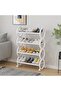 OneDcor Mobile Shoe Rack with Rolling Wheels (White, 4 Tier)