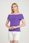 Women's Madonna Collar Off-The-Shoulder Short Sleeve Lycra Summer Blouse - 3