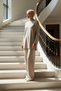 Women's Bottom Top High Neck Long Sleeve Knitwear Tunic Slit Wide Leg Pants Two-Piece Suit Casual