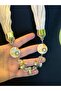 38 cm Zircon Stone Ethnic Beaded Women's Necklace Scarf Ecru - 5