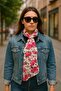 Floral Patterned Tulle Women's Scarf Neck Tie Pink - 2