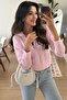 Pink Knitted Patterned Zippered Collar Women's Knitwear Sweater Mg2546 - 4