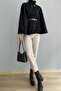 MANDARIN COLLAR MELTON PONCHO WITH BELT DETAIL - 5