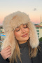Luxury Women's Beige Long Furry Faux Fur Plush Furry Pilot Hat - 7