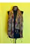 165X45 cm Double-Sided Plaid Floral Tasseled Women's Scarf Shawl Blue - 7