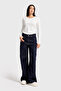 Women's Indigo Color 7W5-50 Palazzo Baggy Fit 100% Cotton Inner Length 83cm Denim Jean - 5